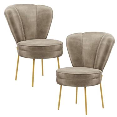 Imagem de Kit 2 Cadeiras Estofadas para Sala de Jantar Moderna Cozinha Pés de Ferro Reforçado MOBLAN decor (Cappuccino)