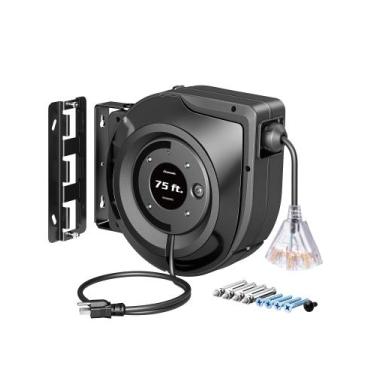 Imagem de Carretel de cabo de extensão DEWENWILS 75FT 14/3C SJTW com 3 saídas