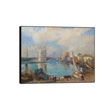 Imagem de MUHJDYC Pintura de paisagem arte de parede famosa - impressões em tela de moldura preta - Imagem vintage para sala de estar quarto decoração de parede de casa pronta para pendurar - Porta 70 x 90 cm -