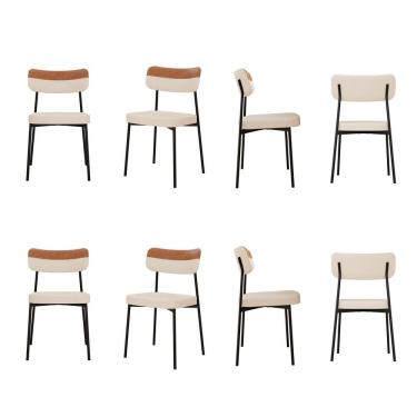 Imagem de Kit com 8 Cadeiras para Sala de Jantar Mona Yescasa Areia Corriente/Caramelo