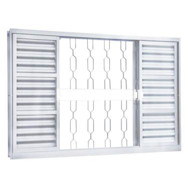 Imagem de Janela Veneziana Aço 6 Folhas com Grade Elo Mgm Minas Sul 100cmx150cm Vidro Mini Boreal Branco