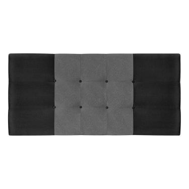 Imagem de Painel Estofado Nina 195 cm Para Cama Box Quarto Casal King Size Suede Preto/Cinza 