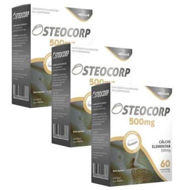 Imagem de Kit 3 osteocorp 60cp carbonato de cálcio 500g calcio elementar - Metal