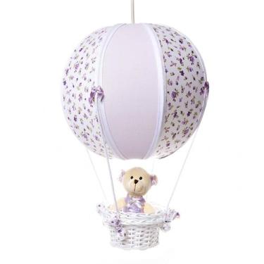 Imagem de Lustre Balão Bolinha Ursa Lilás Quarto Bebê Infantil Menina - Potinho 
