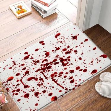 Imagem de Tapete de banho Blood Halloween Horror Red Splash Ghost Bloody Spooky Scary Zombie Vampire Bloody Spatter Tapete para decoração de banheiro, 48 x 74 cm