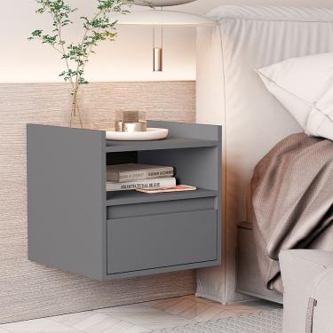 Imagem de Mesa De Cabeceira Suspensa Minerva Com 1 Porta Cinza