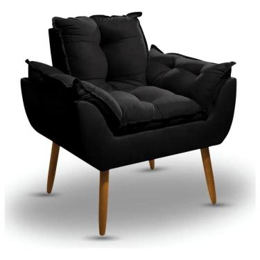 Imagem de Poltrona Opala Decorativa Preta Ideal Sala De Estar Recepção