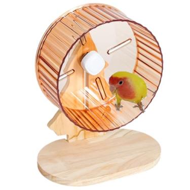 Imagem de Roda de exercício de papagaio super silenciosa com suporte, brinquedos silenciosos, rodas de corrida de pássaros com suporte ajustável de altura para periquitos, conures, hamsters, gerbos, ratos