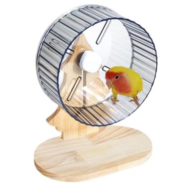 Imagem de Roda de exercício de papagaio super silenciosa com suporte, brinquedos silenciosos, rodas de corrida de pássaros com suporte ajustável de altura para periquitos, conures, hamsters, gerbos, ratos