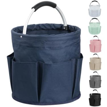 Imagem de IHOMAGIC Organizador de limpeza de 17L com alça, suporte de chuveiro portátil em tecido Oxford 600D, organizador de ferramentas com 6 bolsos laterais, cesto de armazenamento dobrável para limpeza