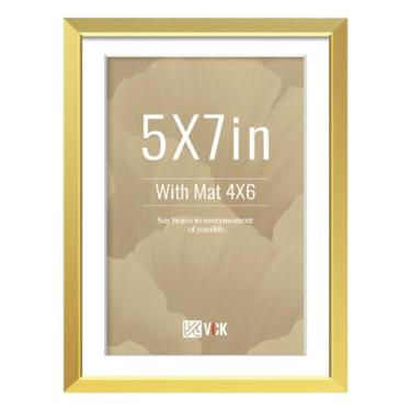 Imagem de VCK Moldura dourada de alumínio 12 x 18 cm com vidro transparente, exibe fotos de 10 x 15 cm com tapete ou 12 x 18 cm sem, decoração de casa para mesa ou parede para sala de estar, escritório