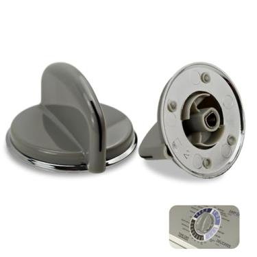 Imagem de HLZDS WH01X10462 Botão de substituição para secadora pacote com 2, botão de máquina de lavar cinza, compatível com os botões de controle GE da lavadora e secadora substituir WH01X10309 AP4485269