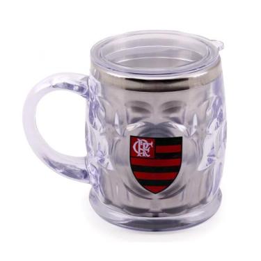Imagem de Caneca Térmica Transparente Com Tampa 500ml  - Flamengo - Mileno