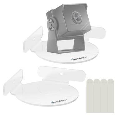 Imagem de Suporte de prateleira de canto circular de acrílico para câmeras de segurança, monitores de bebê, alto-falantes, plantas e muito mais, suporte universal de came, fácil de instalar, sem parafusos com