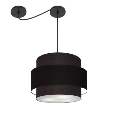 Imagem de Lustre Sala De Jantar Com Desvio Vivare Md-4398 Cúpula Em Tecido 45cm Preto 127/220v