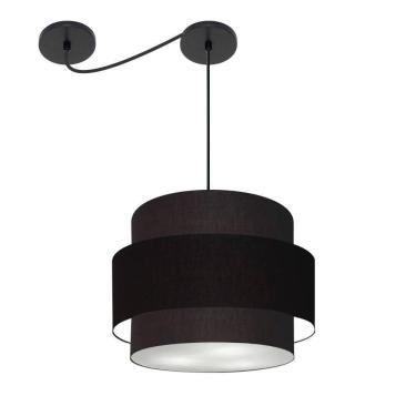 Imagem de Lustre Sala De Jantar Com Desvio Vivare Md-4397 Cúpula Em Tecido 40cm Preto 127/220v