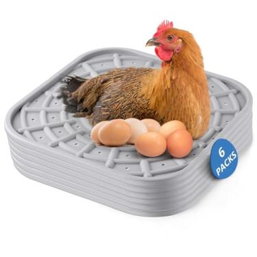 Imagem de Kalolary 6 almofadas de silicone para caixa de nidificação de frango, almofadas de encaixe de 30,5 x 30,5 cm para galinheiro, forros laváveis para caixas de assentamento de galinhas macias, fáceis de