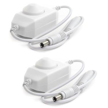 Imagem de TronicsPros 2 peças DC 12V-24V 3A LED Strip Dimmer Switch LED Tape Dimmer Controlador PWM Rotary Dimmer 5,5 mm x 2,1 mm DC Jack para Fita LED COB SMD 5050 3528 2835 5630 Fita LED String Light, Branco