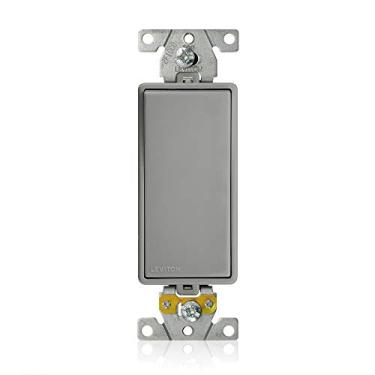 Imagem de Leviton M5691-GY Interruptor basculante 15 Amp, 120/277 Volt CA, Lev-Lok Decora Plus, polo, grau industrial, autoaterramento, cinza