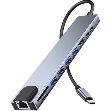 Imagem de xingbaichen Hub e adaptador USB C 11 em 1 – 4K, tipo C PD, USB 3.0, Ethernet RJ45, leitor de cartão SD/TF, auxiliar de 3,5 mm – estação de ancoragem versátil para MacBook Pro/Air e outros laptops tipo