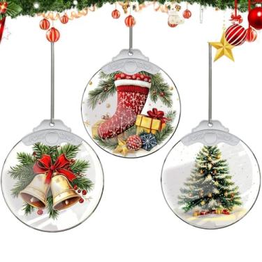 Imagem de Bimkole Enfeites de Natal pendurados em cristal, decoração de férias, decoração de acrílico, decoração de interiores de carro, enfeite de árvore de Natal de sino para pendurar artesanato colecionáveis