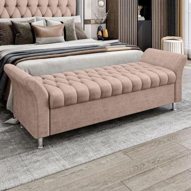 Imagem de Recamier Puff Estofado Casal 140 Cm ágata Veludo Rose