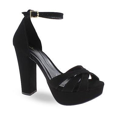 Imagem de Sandália Modarpe Meia Pata Salto Alto Grosso Feminina M45 (Preto, BR, Adulto, Numérico, 33)