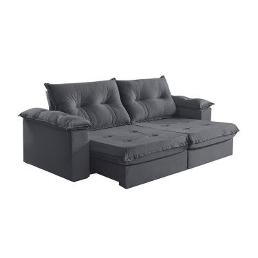 Imagem de Sofá 5 Lugares Retrátil E Reclinável Martins M-164 Veludo Grafite