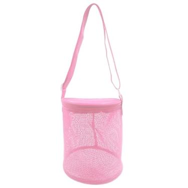 Imagem de Bolsa de malha para brinquedos de praia, piscina, praia, brinquedo – Pacotes leves de viagem com alça de ombro ajustável para, Rosa, Refer to description