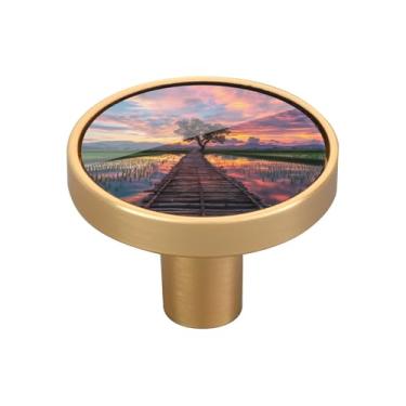 Imagem de Blueangle Pacote com 4 puxadores de armário de ponte de madeira puxadores redondos de 3,5 cm para cômoda e armários de cozinha (276)