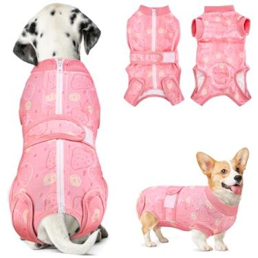 Imagem de Nasjac Terno de recuperação para cães – Fato de recuperação com zíper para machos fêmeas, macacão alternativo de colarinho eletrônico com cone de feridas abdominais, camisa para evitar lamber spay