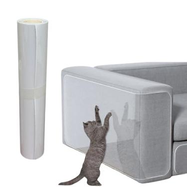 Imagem de Película Protetora Adesiva Filme Transparente Anti-Arranhão Pets Gatos Sofá e Móveis 23cm x 3metros