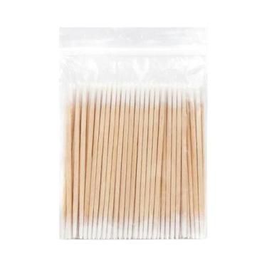 Imagem de Cotonetes De Madeira Descartáveis Ultra Pequenos De Dupla Ponta 100pcs