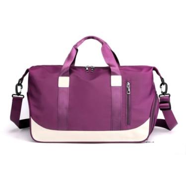 Imagem de Bolsa Mala de Mão Feminina Grande Transversal Viagem Espaçosa 10 Kg Bordo Rigida Zíper Academia Necessaire Passeio Espaçosa (Violeta)