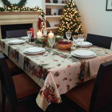 Imagem de Toalha de Mesa Quadrada 140x140 Natal Papai Noel Plastico PVC