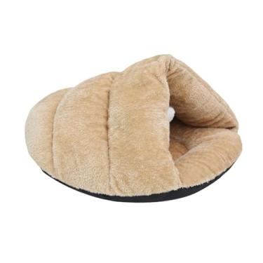 Imagem de Gralara Cama-caverna em forma de pantufa para gatos, casinha tipo toca, saco de dormir para animais de estimação, cama-pantufa para filhotes dormirem, Cúrcuma