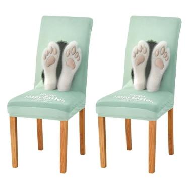 Imagem de SEHANY Lindas capas de cadeira de coelho de conto de fadas para sala de jantar, conjunto de 2, capa protetora elástica removível e lavável para cadeira de jantar para cozinha, hotel, festa, decoração