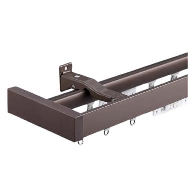 Imagem de Suporte de varão de cortina duplo ajustável, trilho de parede de alumínio para cortinas divisórias de quarto, ideal para sala de estar e chuveiro; sistema de trilho de pelmet deslizante de 5 metros.