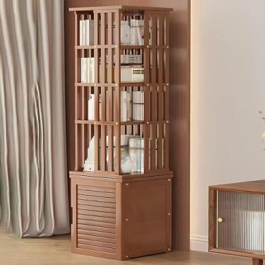 Imagem de Torre giratória de estante para quarto e sala de estar - Prateleira circular para livros com design giratório