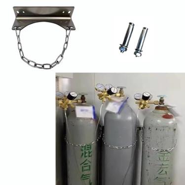 Imagem de Suporte de tanque de oxigênio de aço inoxidável montado na parede - Suporte de cilindro de gás que economiza espaço com 2 parafusos, ideal para hospitais e laboratórios, rack de tanque de expansão de