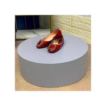 Imagem de Suporte de exibição de cilindro redondo branco para loja de roupas, adereços de casamento, decoração de festa, colecionáveis - plataforma base de pedestal (40 x 30 cm)