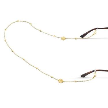 Imagem de Cordão Óculos Letras Personalizadas Malha Bolinhas Folheado - Radhau J