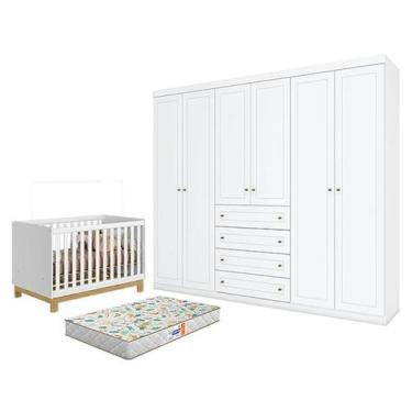 Imagem de Berço Americano Mini Cama Q Encanto Slim Branco Acetinado - Qmovi e Gu