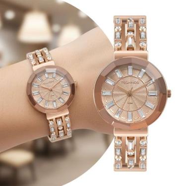 Imagem de Relógio Feminino Analógico de Pulso Rosé com Caixa e Pulseira de Aço I