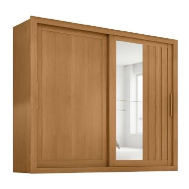 Imagem de Guarda Roupas Casal Ripado Com Espelho 2 Portas De Correr 4 Gavetas Vitta Madeirado