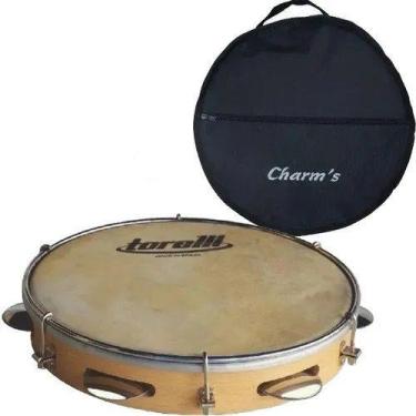 Imagem de Pandeiro torelli profissional pele animal couro 8 polegadas chorinho s