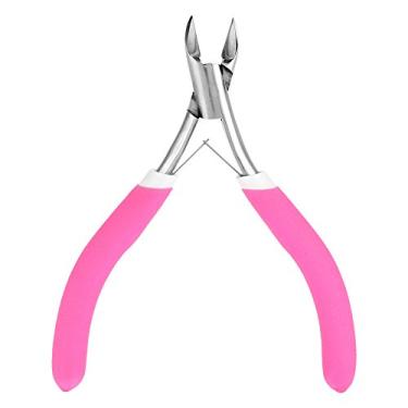 Imagem de Alicate de cortar cutículas para arte em unhas, removedor de pele morta de aço inoxidável, ferramenta de manicure para pedicure (vermelho rosa)
