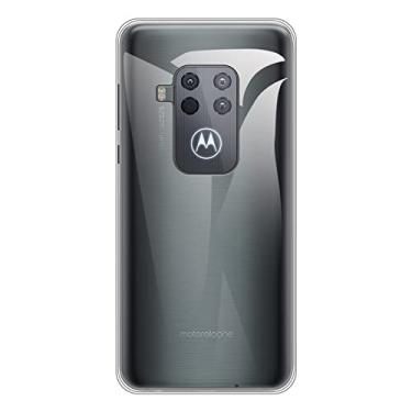Imagem de Capa para Motorola Moto One Zoom, capa traseira de TPU macio à prova de choque silicone bumper anti-impressões digitais capa protetora de corpo inteiro para Motorola One Pro (16 cm) (transparente)