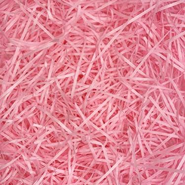Imagem de PEVOGON Pedaços de papel de enchimento de grama de Páscoa rosa para cesta de Páscoa, embalagem de presente, enchimento de ovos, artigos de festa, decoração, 200 g