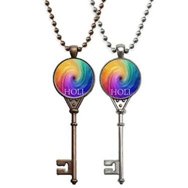 Imagem de OFFbb-USA Holly Swirl Colar de chaveiro colorido com pingente de joia para decoração de casal